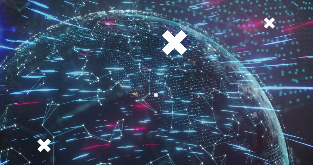 Digital Planet with Network Connections and Floating symbols