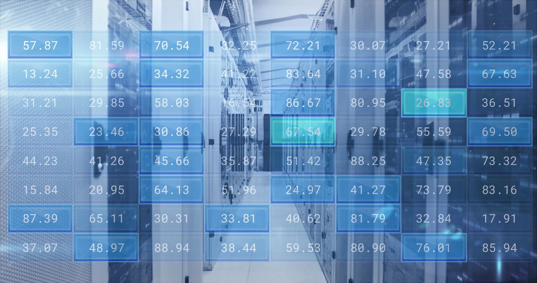 Digital Financial Data on Server Room Background