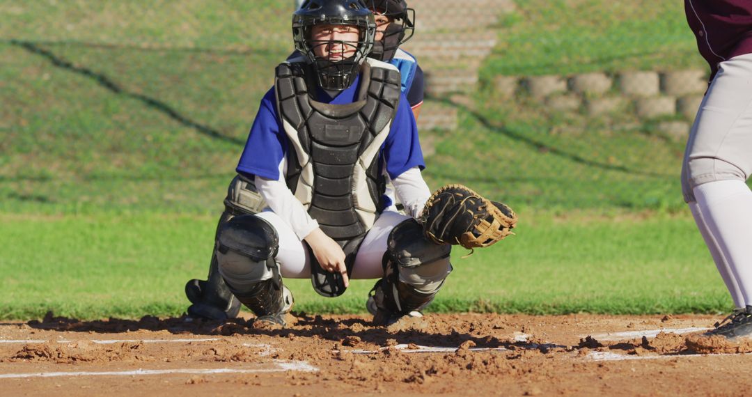 Baseball Catcher in Action on the Field - Free Images, Stock Photos and Pictures on Pikwizard.com