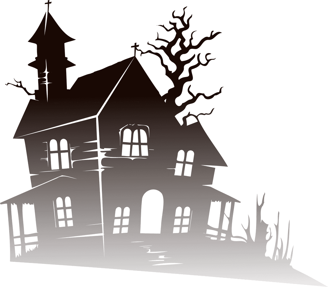 Transparent Spooky Gothic Haunted House Illustration