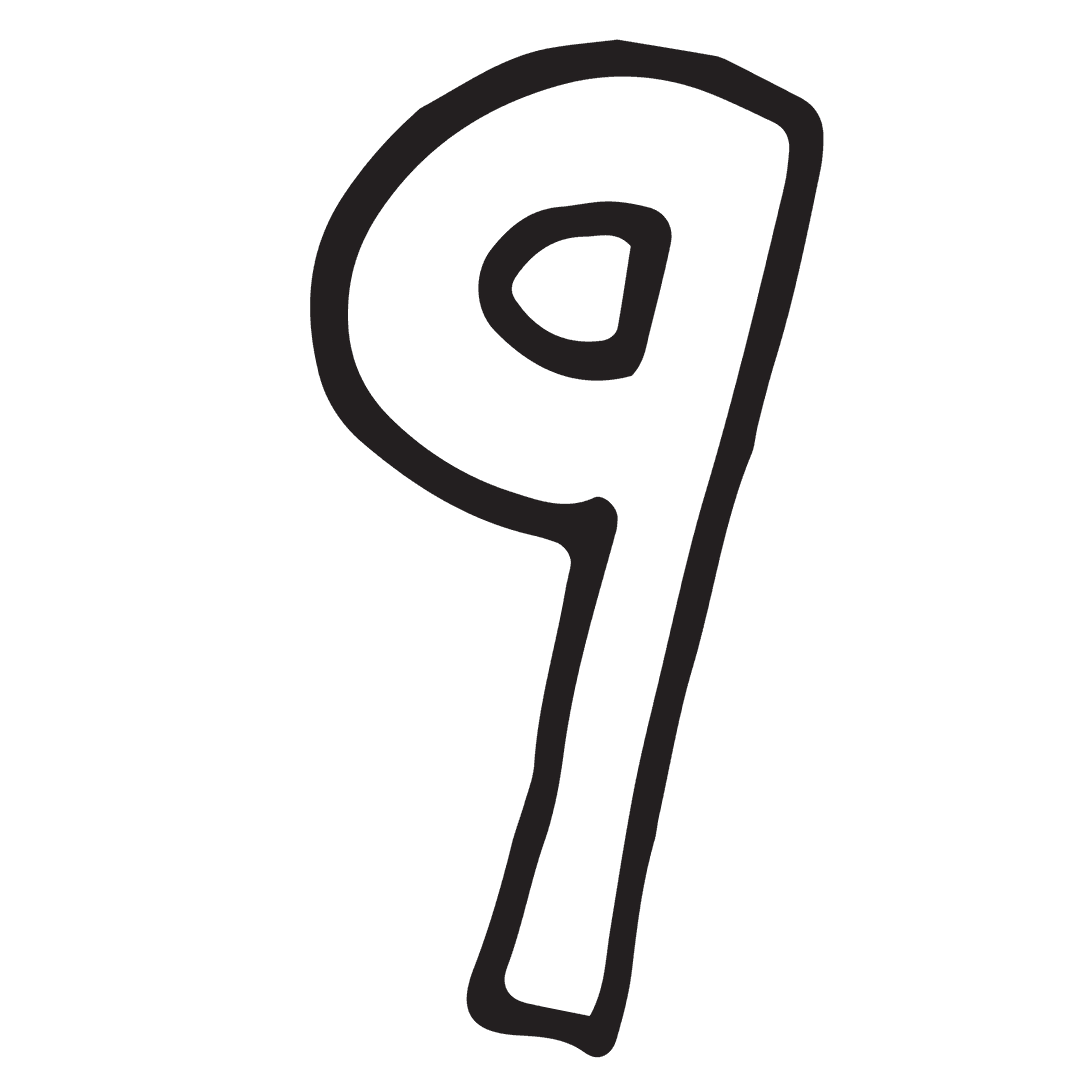 Transparent Hand-drawn Number nine PNG Illustration