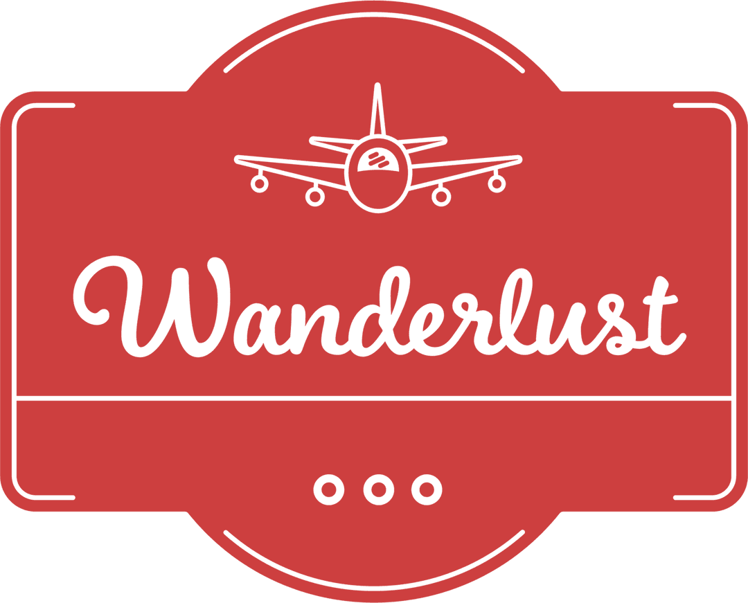 Wanderlust Text on Red Badge Transparent Background