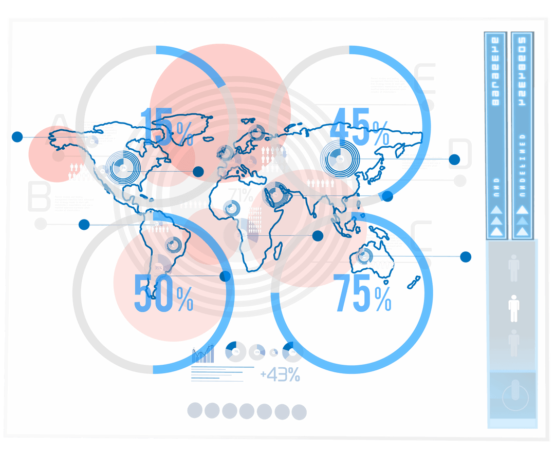Transparent Digital Infographic with Global Analysis Overlay