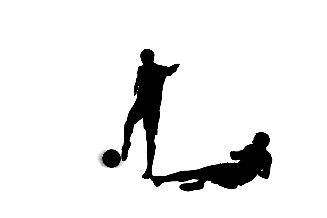 Transparent Silhouettes of Male Football Players On Pitch