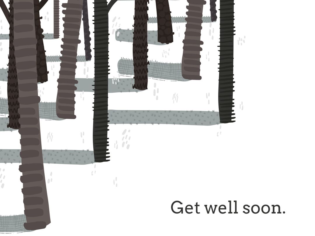 Tranquil Snowy Park Scene with Simple Get Well Message