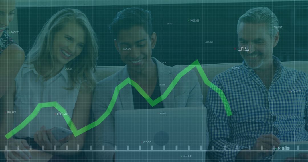 Group of People Analysing Financial Data with Graph Overlay - Free Images, Stock Photos and Pictures on Pikwizard.com