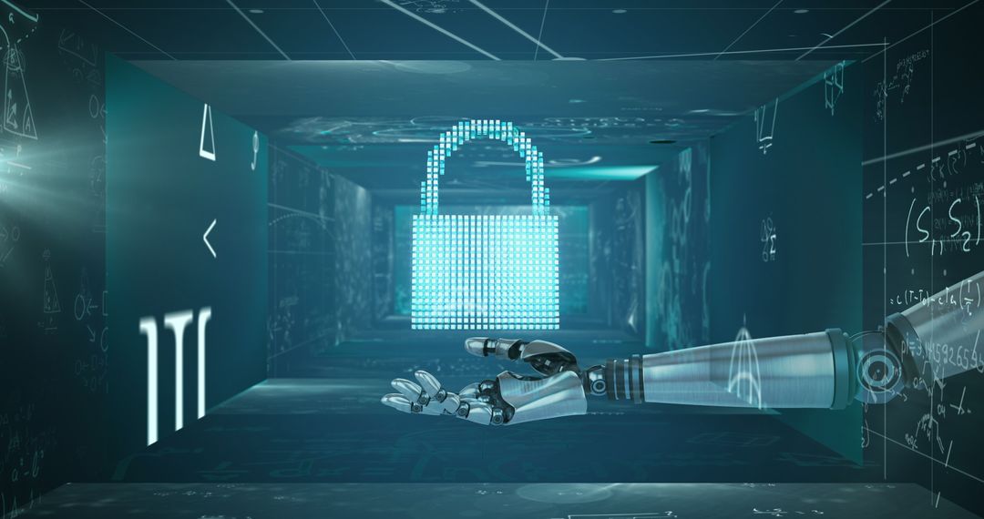 Robotic arm accessing high-tech security interface