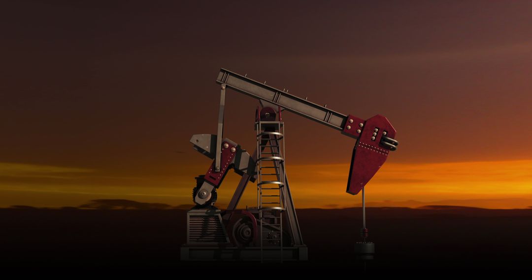 Functioning Oil Pumpjack During Sunset Silhouette - Free Images, Stock Photos and Pictures on Pikwizard.com