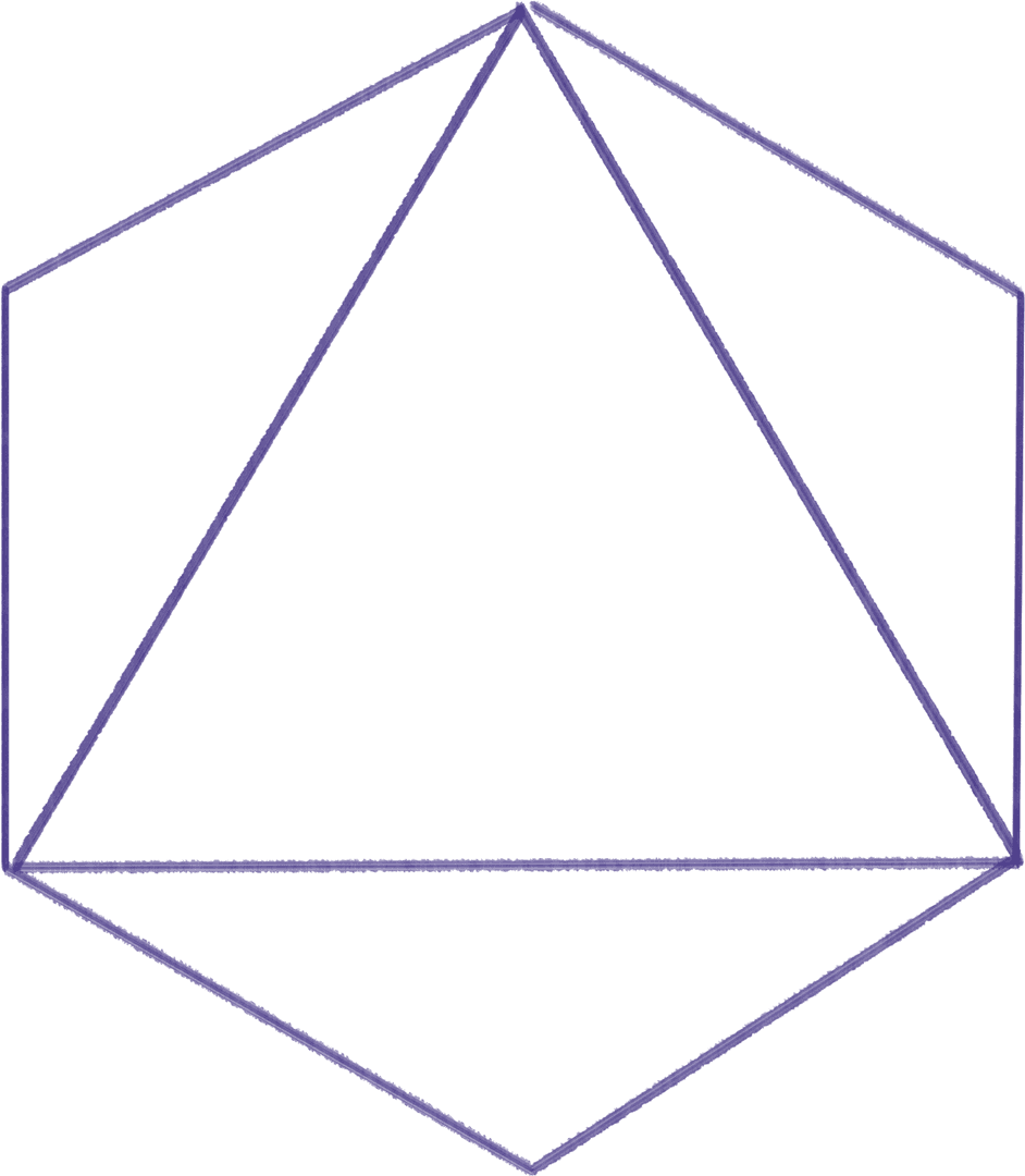 Transparent Hexagon with Inscribed Triangle Outline