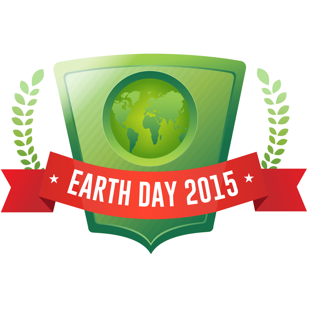 Eco-Friendly Emblem for Earth Day 2015 on Transparent Background
