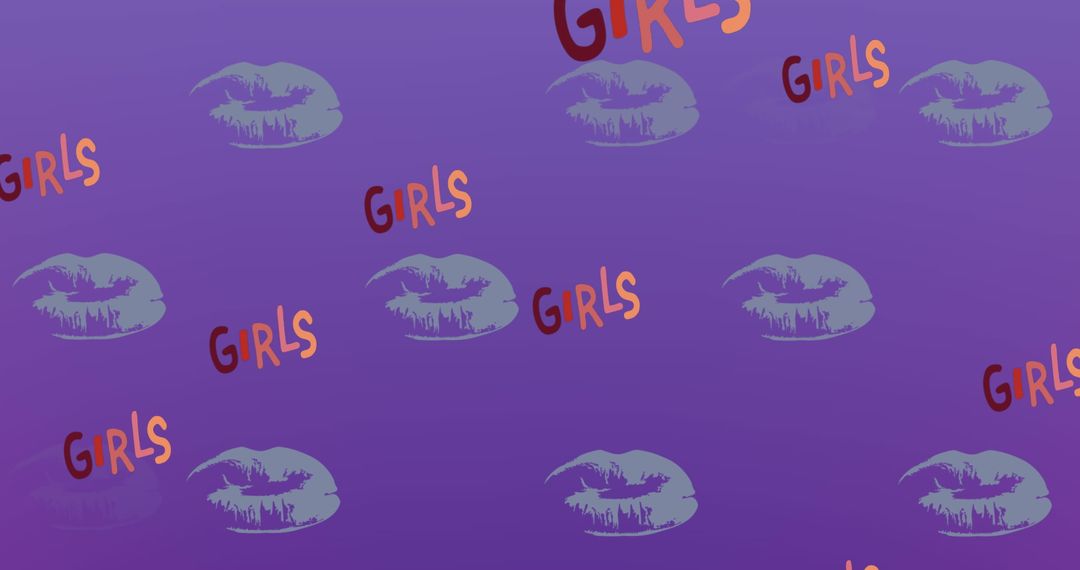 Girly Lipstick and Text Purple Pattern Wallpaper