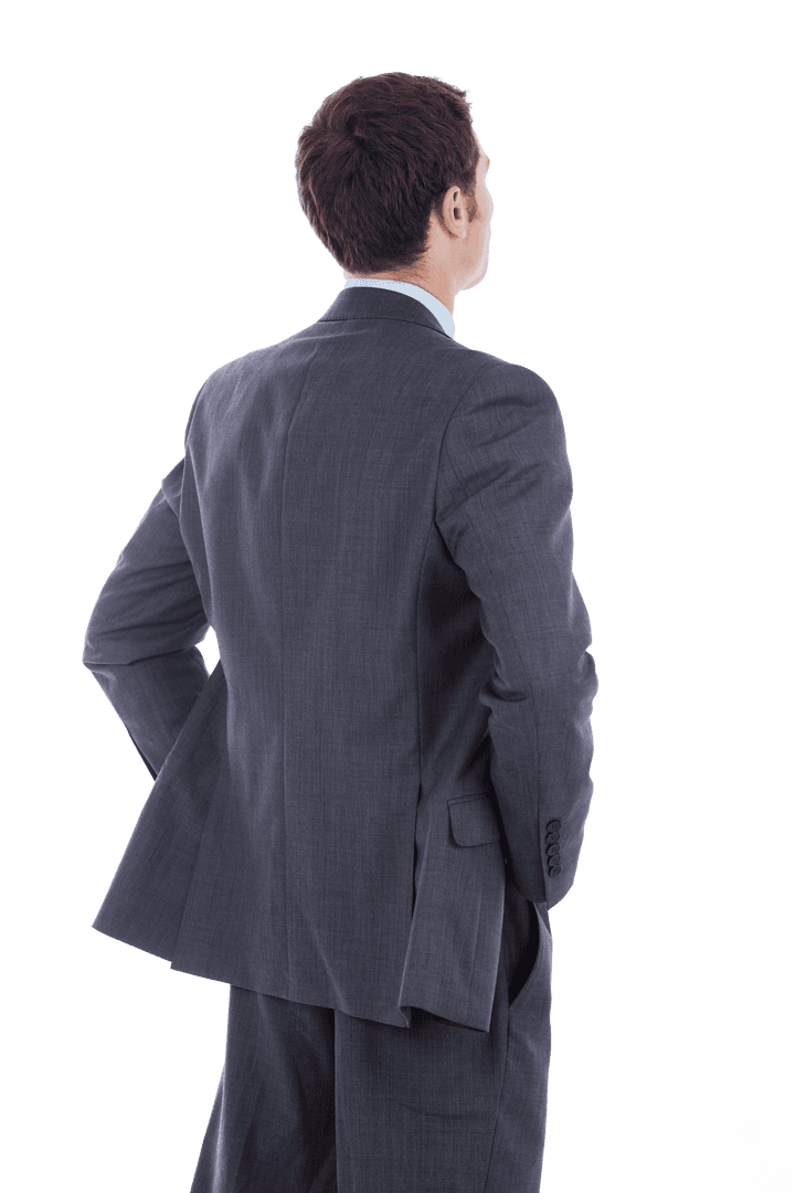 Transparent Back View Businessman Standing Confidently