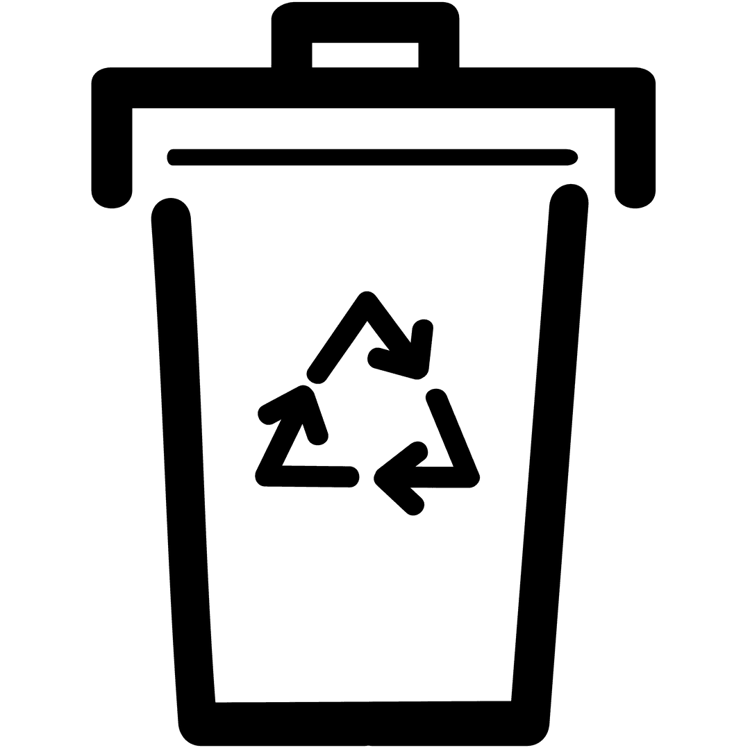 Black Recycle Bin Silhouette on Transparent Background