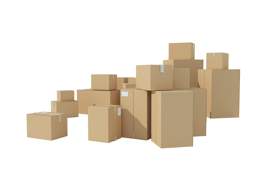 Cardboard Boxes Transparent Background Logistics Delivery Concept