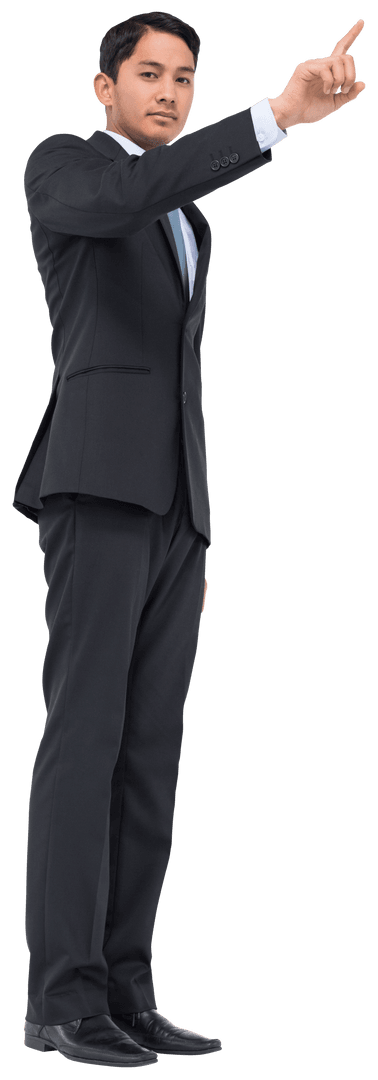 Transparent Businessman in Suit Pointing Finger
