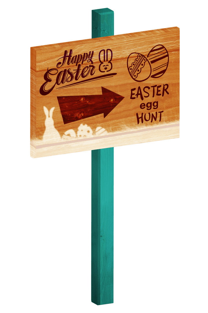 Transparent Easter Egg Hunt Sign with Festive Illustrations