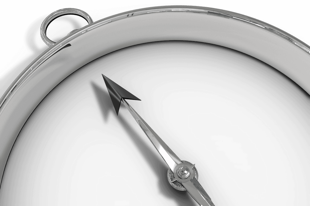 Sleek Metal Compass Needle on Transparent Background