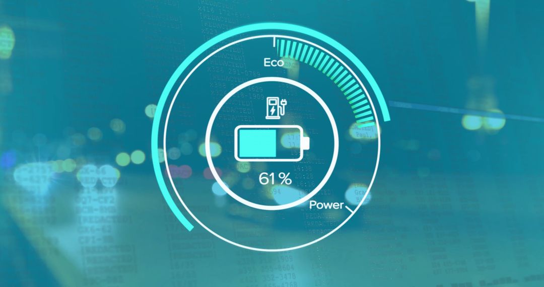 Digital Battery Indicator Overlay on Urban Traffic Scene