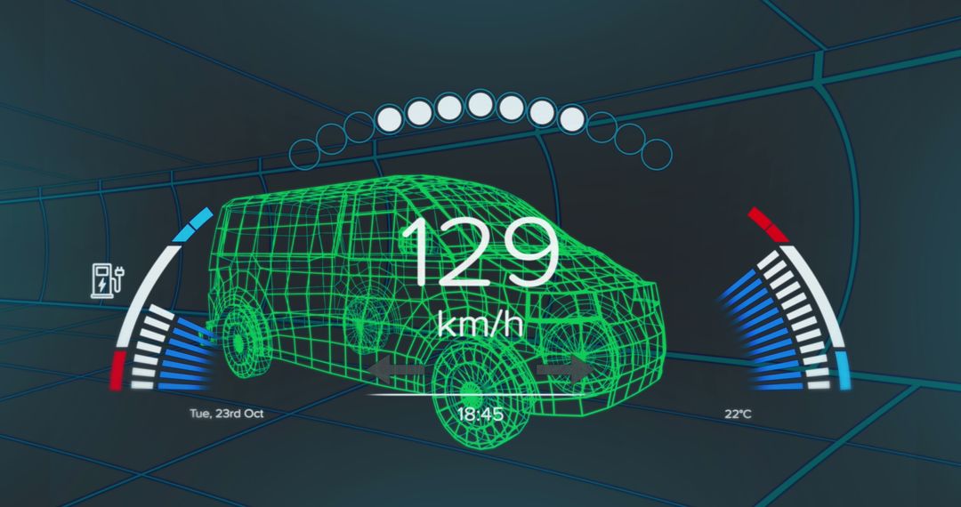 Digital Vehicle Dashboard Interface with Speedometer