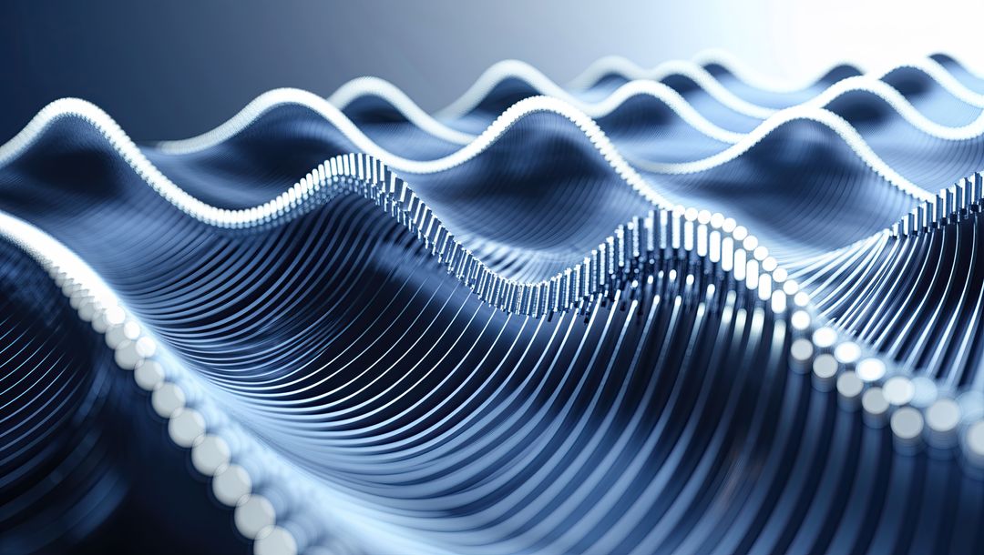 Futuristic Abstract Waves with Metallic Structure in Virtual Space