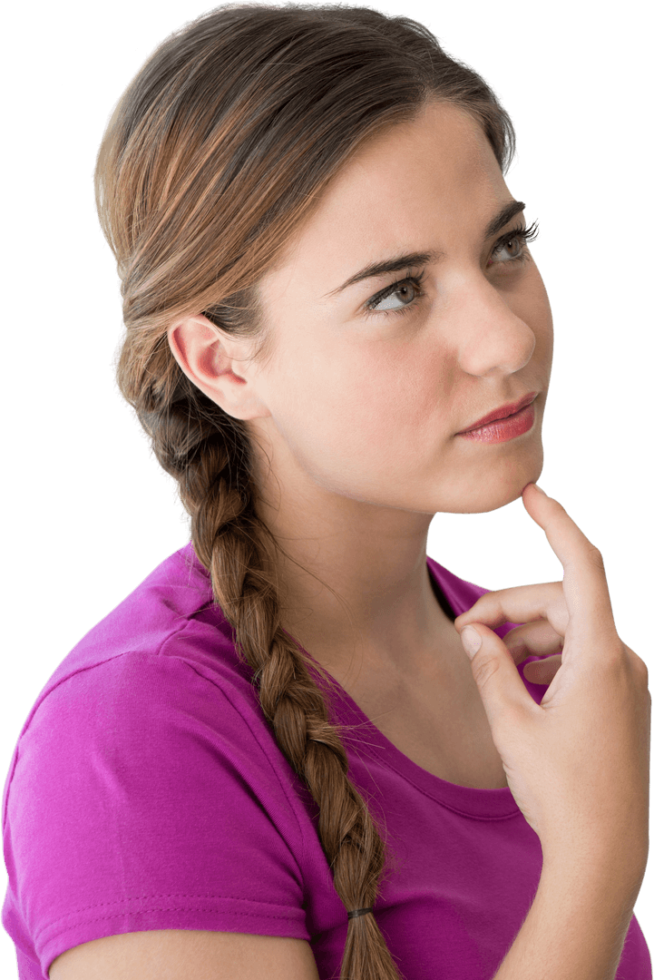 Transparent Image of Woman Thinking with Pensive Expression