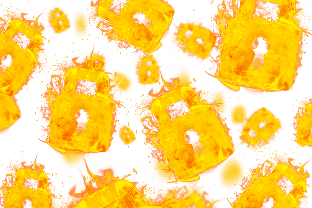 Burning Padlocks on Transparent Background Illustration
