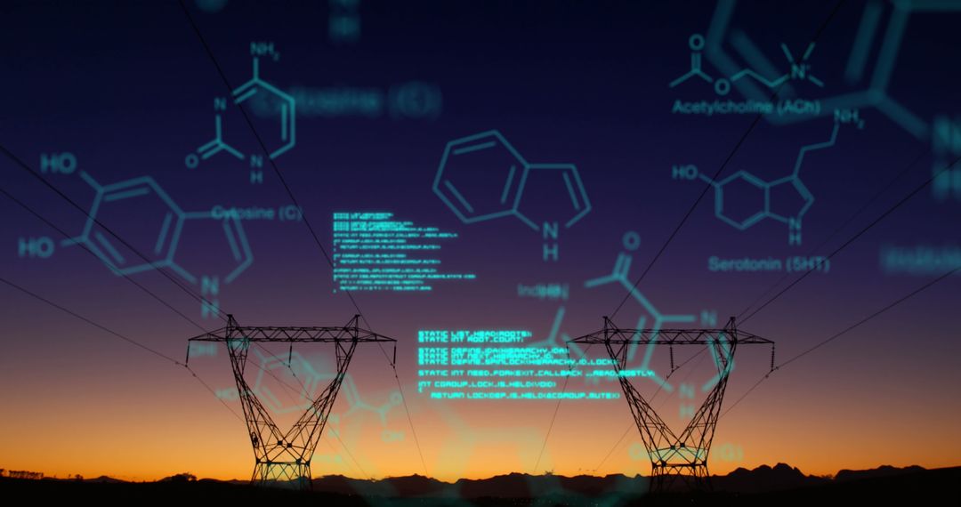 Digital Technology Merging with Energy Sector at Sunset