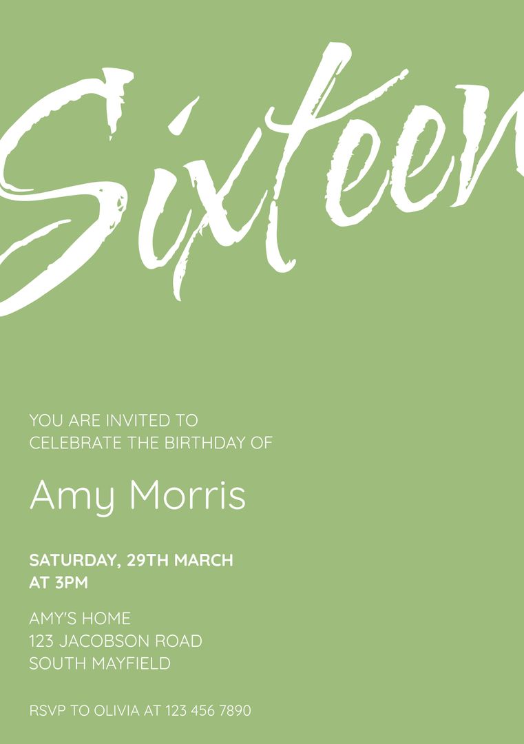 Minimalist Sweet Sixteen Invitation with Stylish Typography - Download Free Stock Templates Pikwizard.com