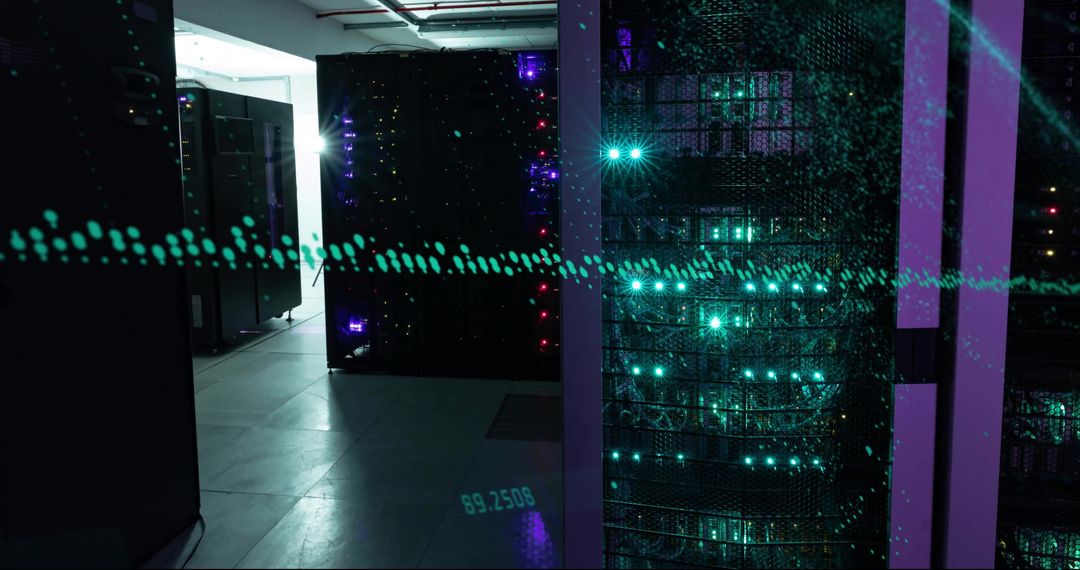 digital data streams flowing over server racks in data center - Free Images, Stock Photos and Pictures on Pikwizard.com