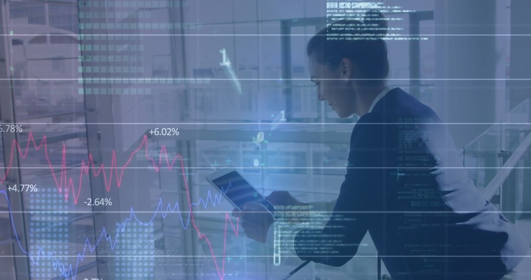 Businesswoman Analyzing Financial Data Using Smartphone