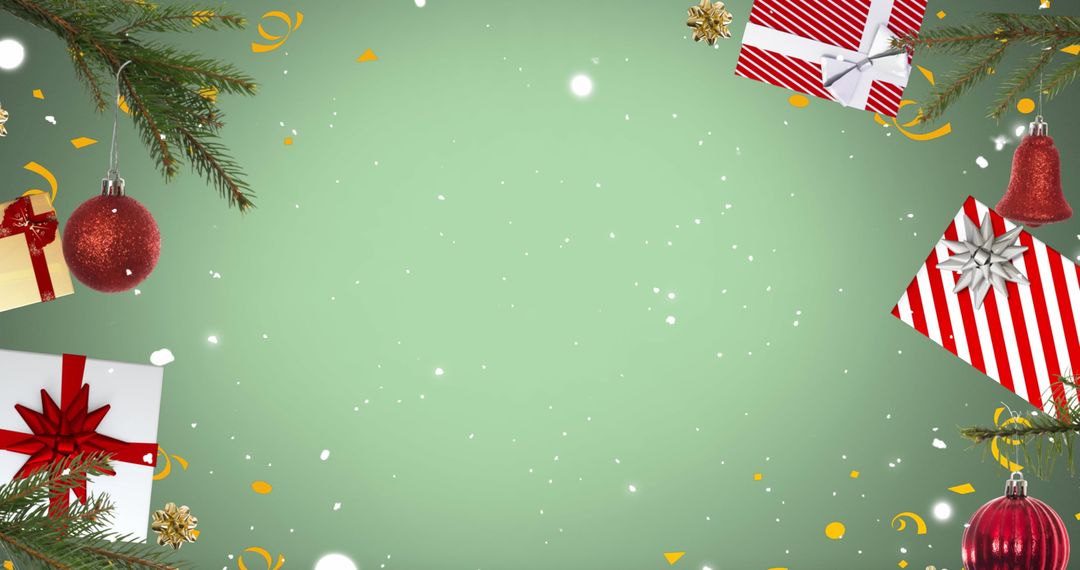 Festive Christmas Background with Decorations and Presents