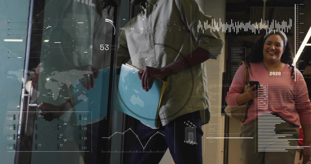 Business Colleagues Entering High-Tech Office Space