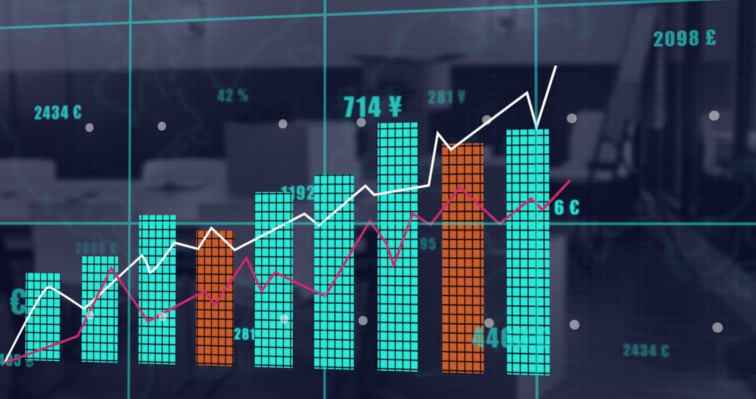 Futuristic Data and Financial Analysis in Modern Office Environment