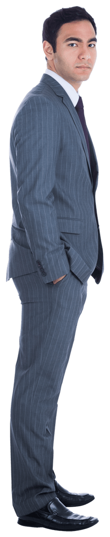 Biracial Businessman Standing on Transparent Background