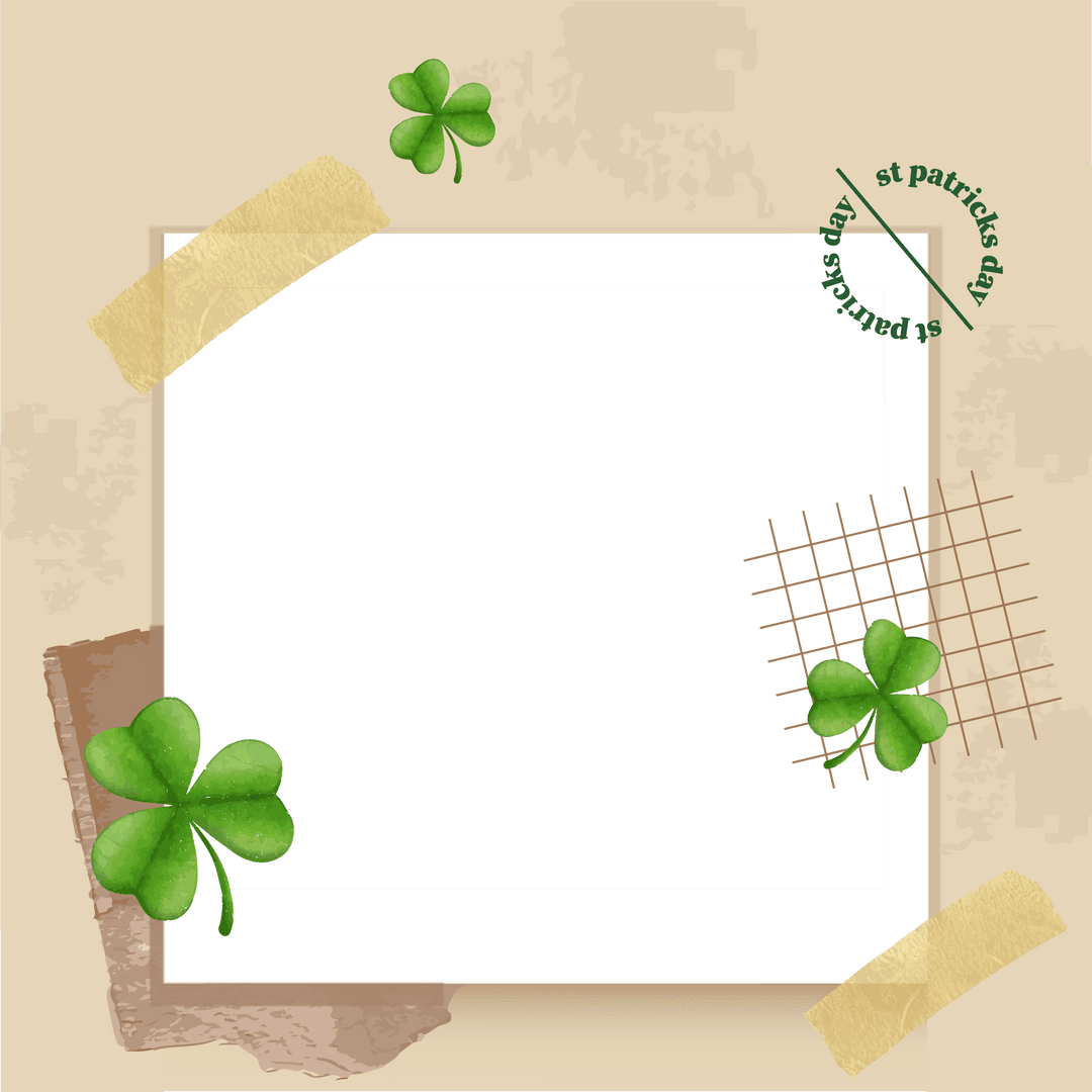 Transparent Frame Template Shamrock Motif Saint Patrick's Celebration