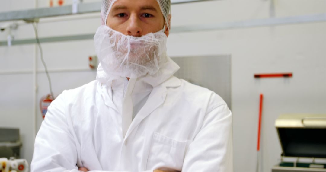 Portrait of Butcher in White Uniform and Hair Net - Free Images, Stock Photos and Pictures on Pikwizard.com