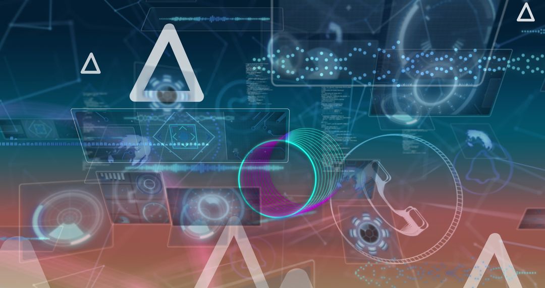 Futuristic Holographic UI Panels with Digital Data Streams