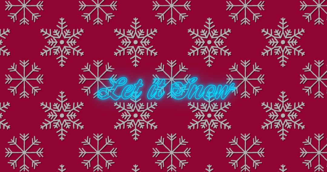 Festive Snowflake Pattern with Let it Snow Text on Red - Free Images, Stock Photos and Pictures on Pikwizard.com