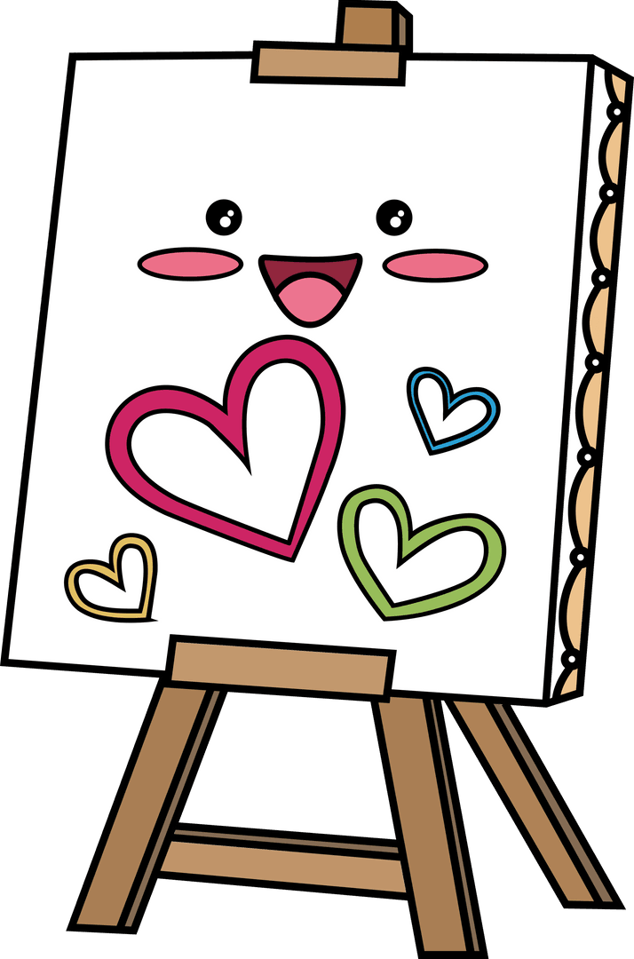 Cute Heart Canvas with Smiling Face on Transparent Background