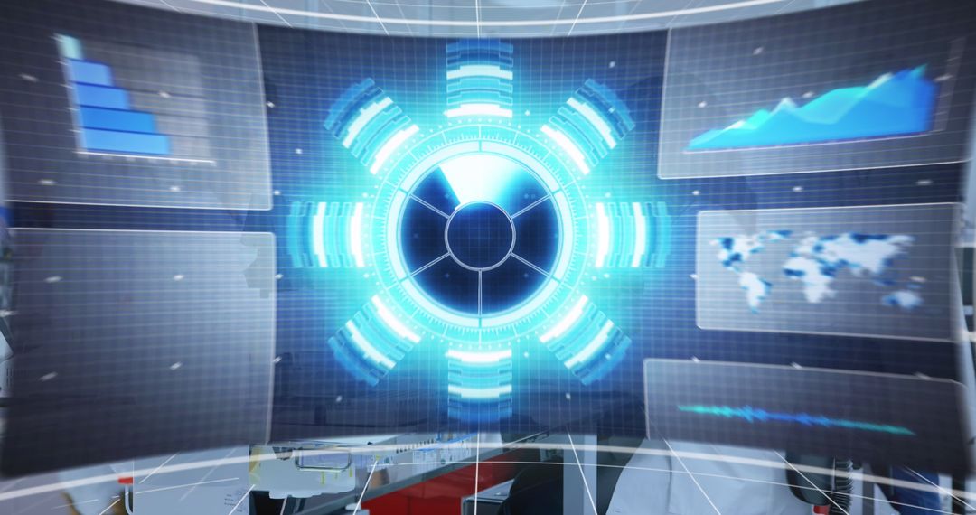 Futuristic Technology in Scientific Laboratory with Graphs and Digital Interfaces