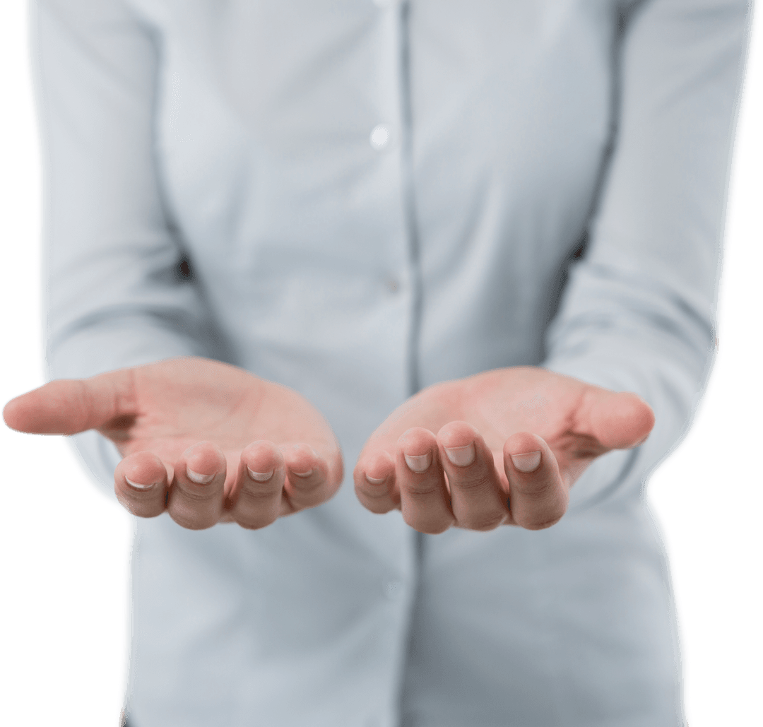 Transparent Open Hands of Businesswoman Holding Invisible Object