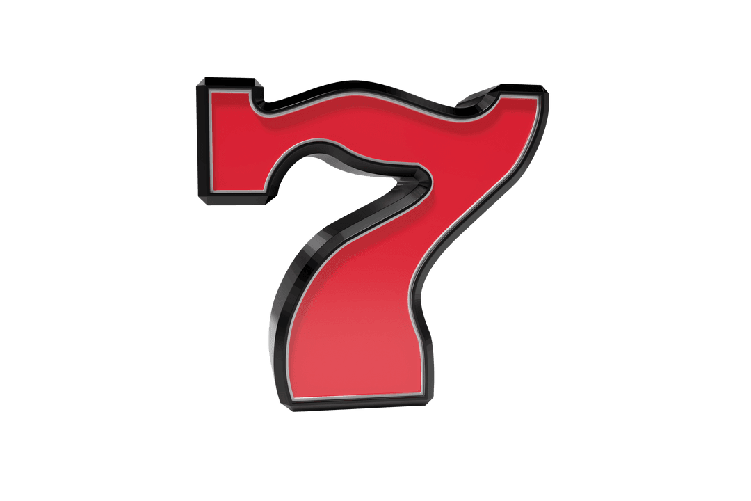 Transparent Red Number Seven Illustration on Isolated Background