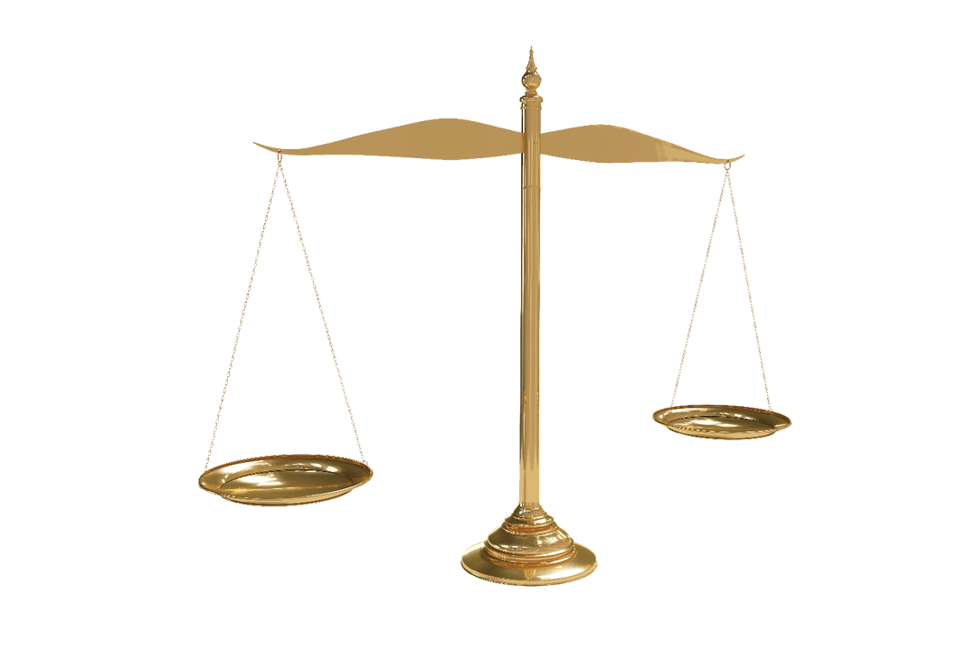 Transparent Golden Weighing Scales Icon for Law and Justice