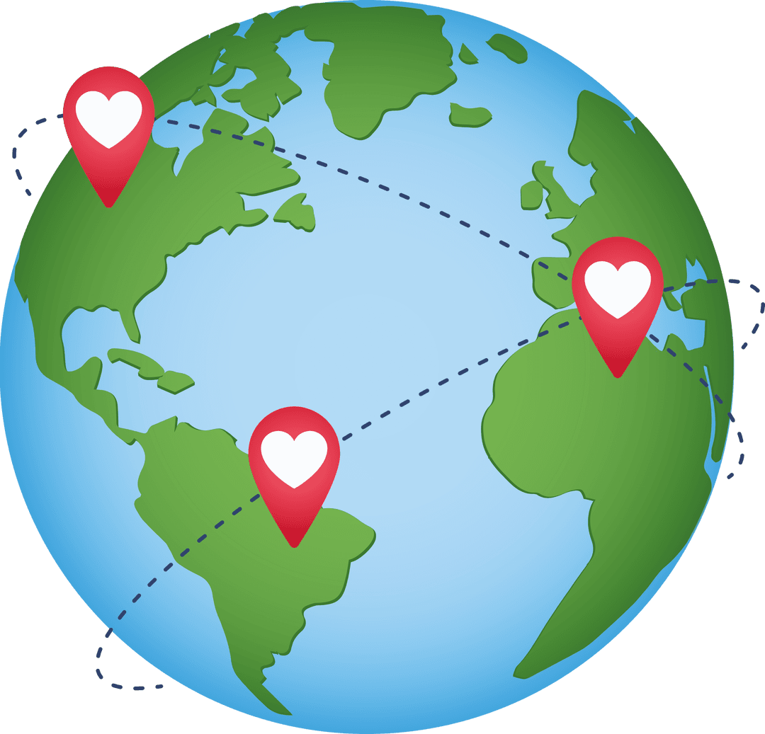 Transparent Globe with Heart Symbols Showing International Love Concept