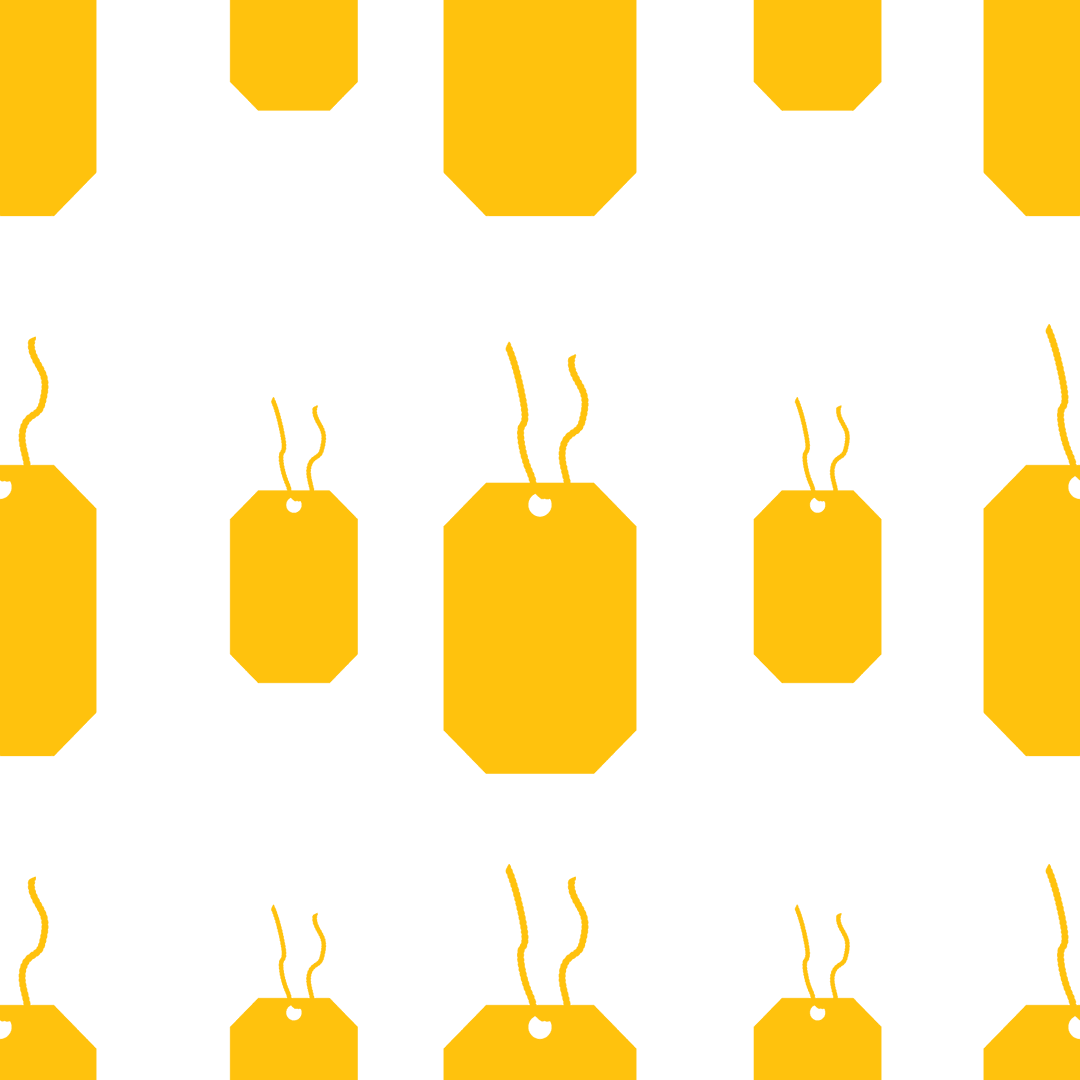 Seamless Yellow Price Tags Pattern on Transparent Background