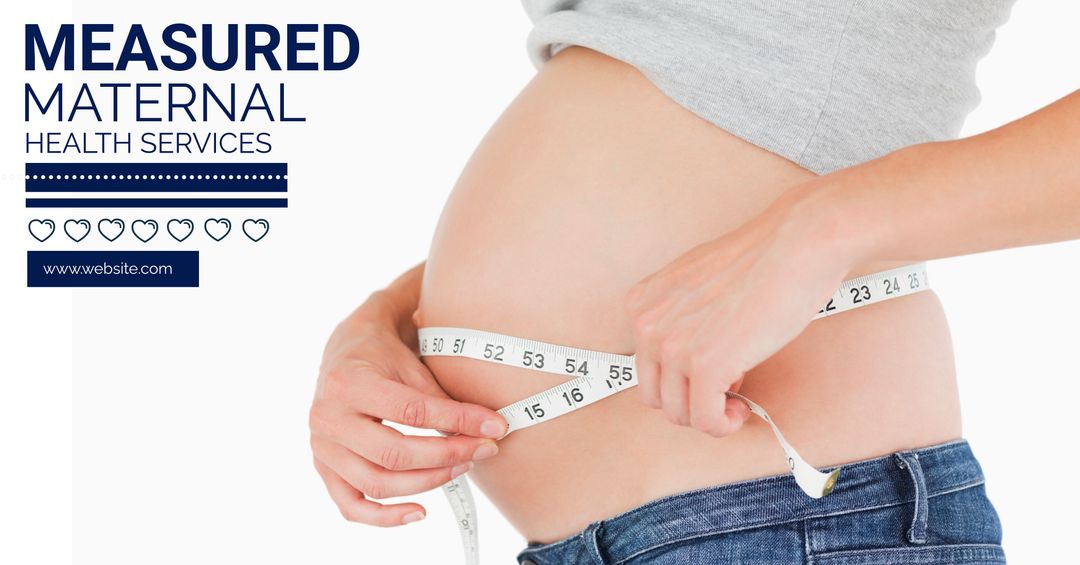 Pregnant woman measuring belly highlighting prenatal health