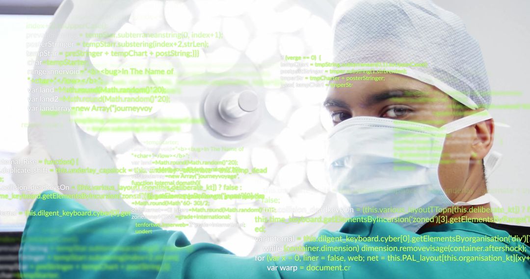 Surgeon Engaging with Digital Medical Interface in Operating Room