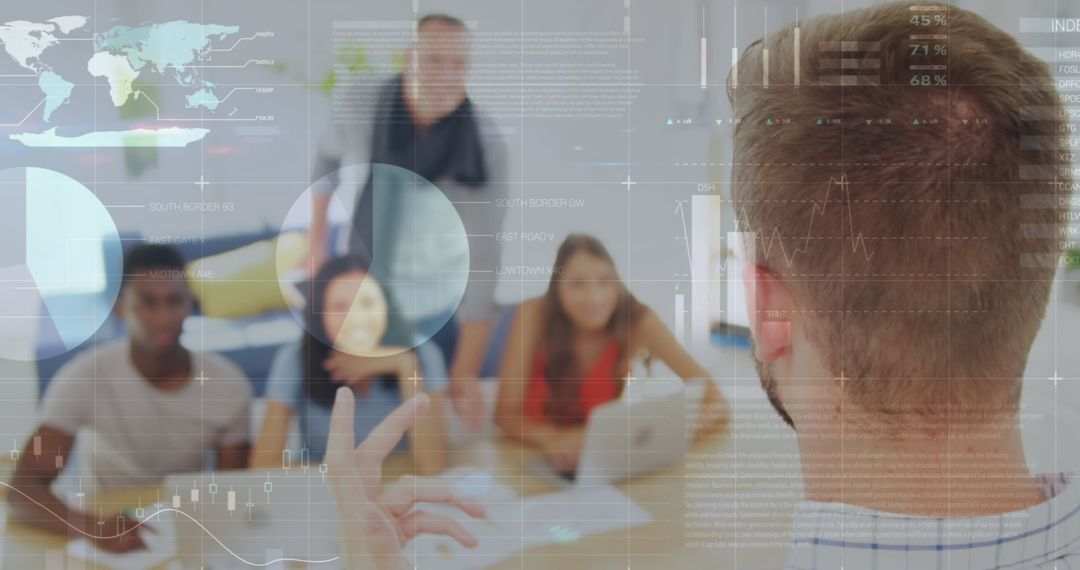 Business Leader Presenting Interactive Global Data at Office Meeting