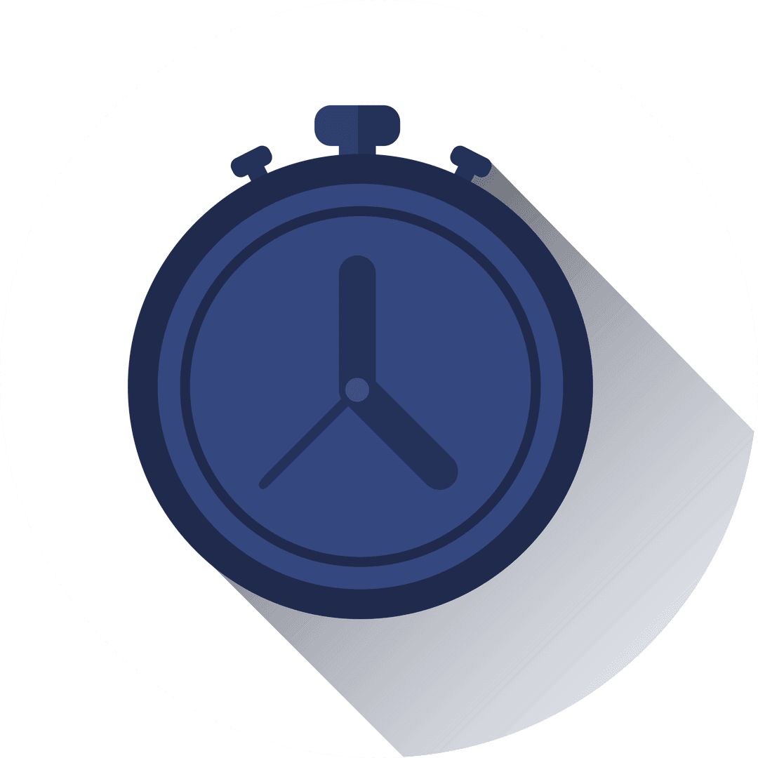 Minimalist Blue Stopwatch Time Icon on Transparent Background