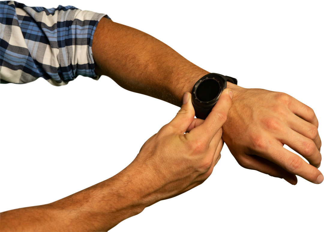 Man Setting Smartwatch with Transparent Background - Download Free Stock Images Pikwizard.com